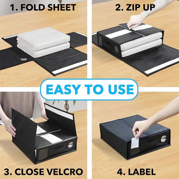 4 Pack Bed Sheet Organizers Storage Boxes