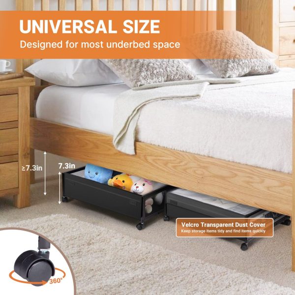 2 Pack Under Bed Storage Boxes with Wheels