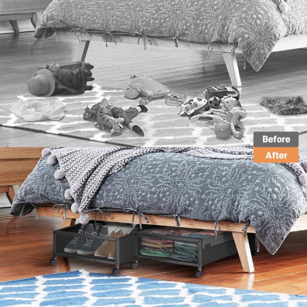 2 Pack Under Bed Storage Boxes with Wheels