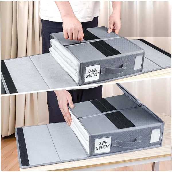 2 Pack Foldable Bed Sheet Set Storage Boxes