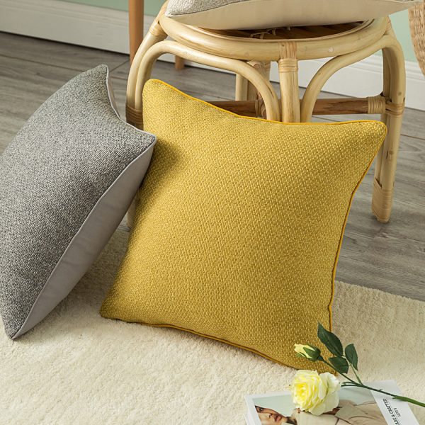 INS Style Minimalist Solid Color Faux Linen Patchwork Pillow Cover