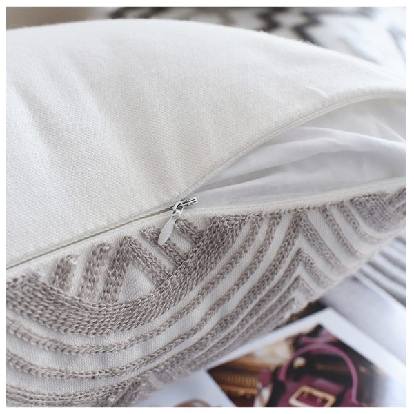 Nordic Geometric Embroidered Pillow Cover