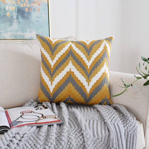 Nordic Modern Geometric Embroidered Pillow Cover