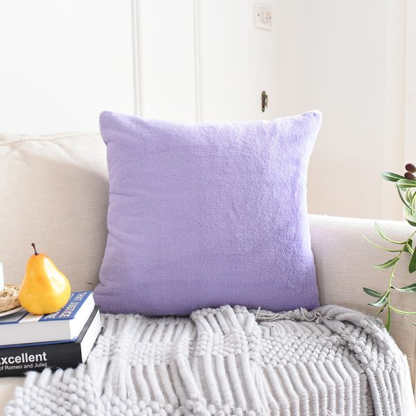 Winter Thickened Nordic Short Plush Rabbit Fur Solid Color Pillow Cover