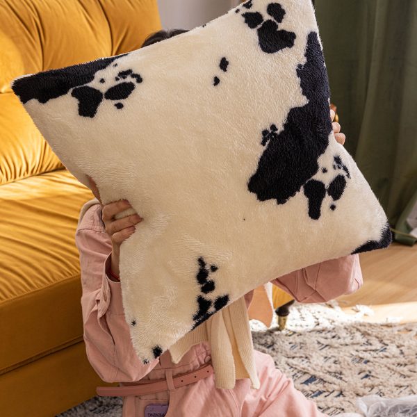 INS Style Cow Print Plush Pillow Cover