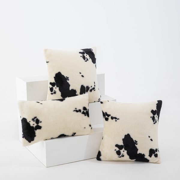 INS Style Cow Print Plush Pillow Cover