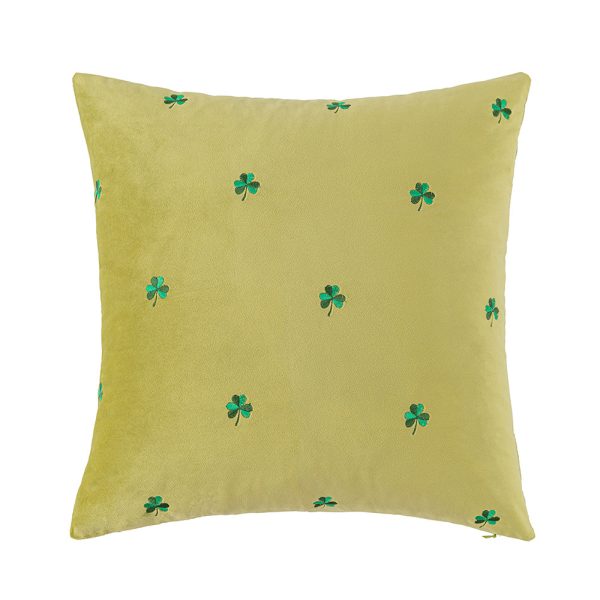 Large Four-Leaf Clover Velvet Pillow Cover