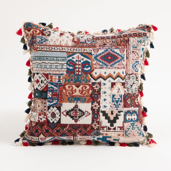 American INS Moroccan Floral Pom Pom Geometric Pillow Cover - Decorative Cushion Case