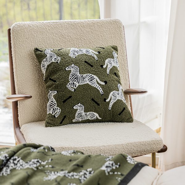 Zebra Embroidered Pillow Cover - Perfect for Nap Time, Window Seat, and Living Room Sofa Backrest Cushion