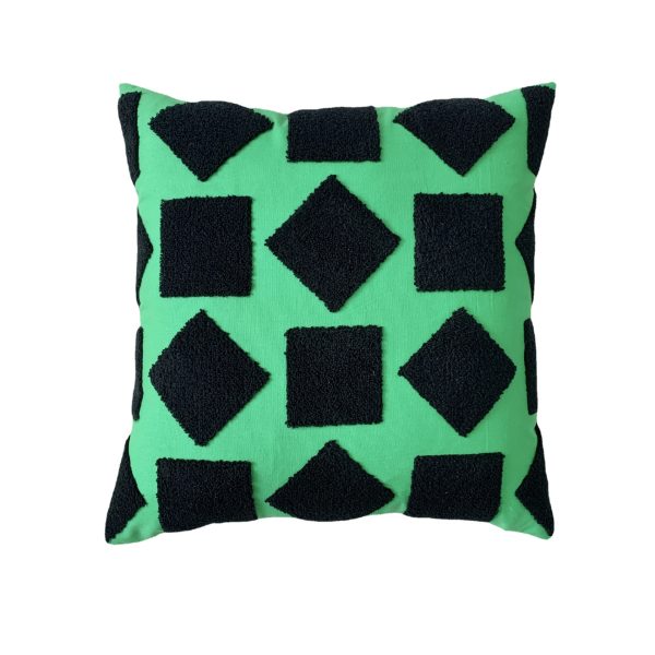 New INS Style Fashion BV Green Life Green Building Block Towel Embroidered Plush Cushion - Elevate Your Home Decor