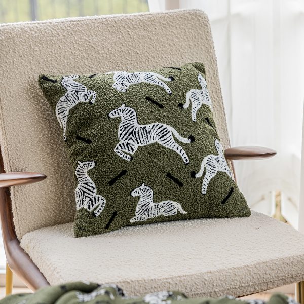 Zebra Embroidered Pillow Cover - Perfect for Nap Time, Window Seat, and Living Room Sofa Backrest Cushion