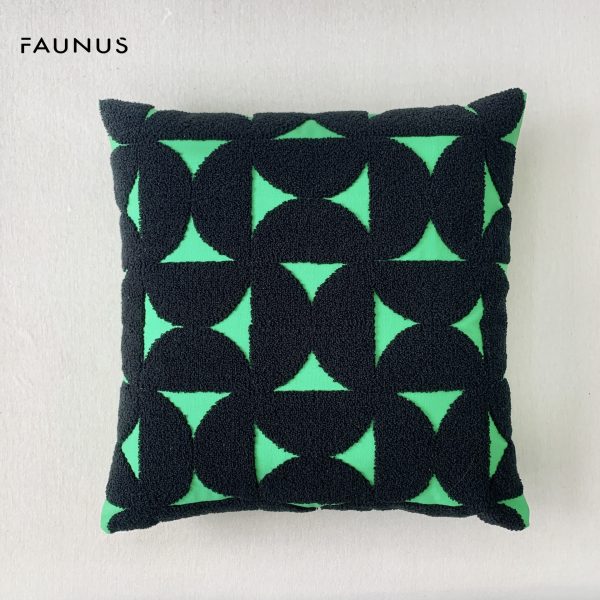 New INS Style Fashion BV Green Life Green Building Block Towel Embroidered Plush Cushion - Elevate Your Home Decor