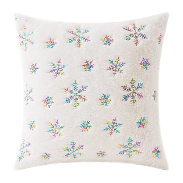 Nordic Christmas Colorful Snowflake Plush Pillow Cover