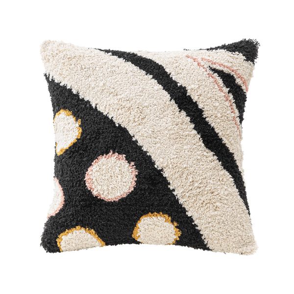 INS Style Plush Pillow Cover - Coffee Color Geometric Cushion Case