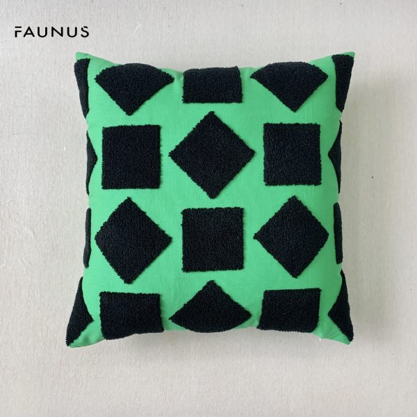 New INS Style Fashion BV Green Life Green Building Block Towel Embroidered Plush Cushion - Elevate Your Home Decor