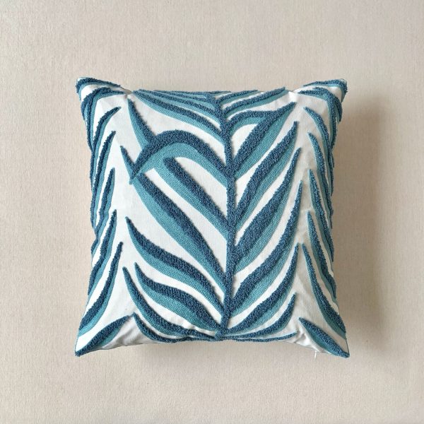 Botanical Leaf Embroidered Towel Cushion - Elevate Your Living Room with Nature-inspired Elegance