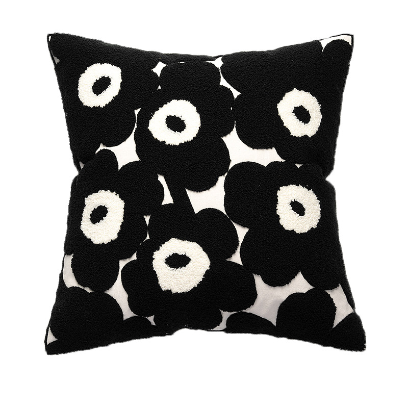 Nordic Floral Embroidered Pillow Cover - Perfect for Model Room Sofas