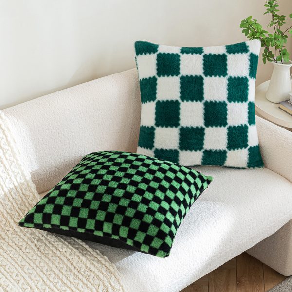 Soft Plush Pillow Cover - Wind Green Color Embroidered Cushion Case