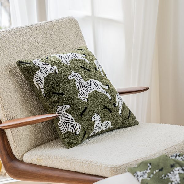 Zebra Embroidered Pillow Cover - Perfect for Nap Time, Window Seat, and Living Room Sofa Backrest Cushion