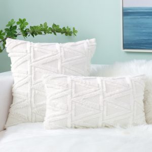 INS Style Solid Color Triangle Geometric Plush Pillow Cover