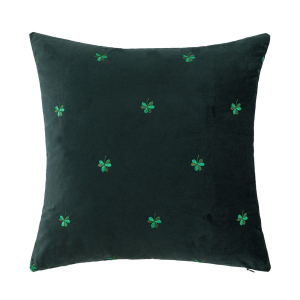 Large Four-Leaf Clover Velvet Pillow Cover