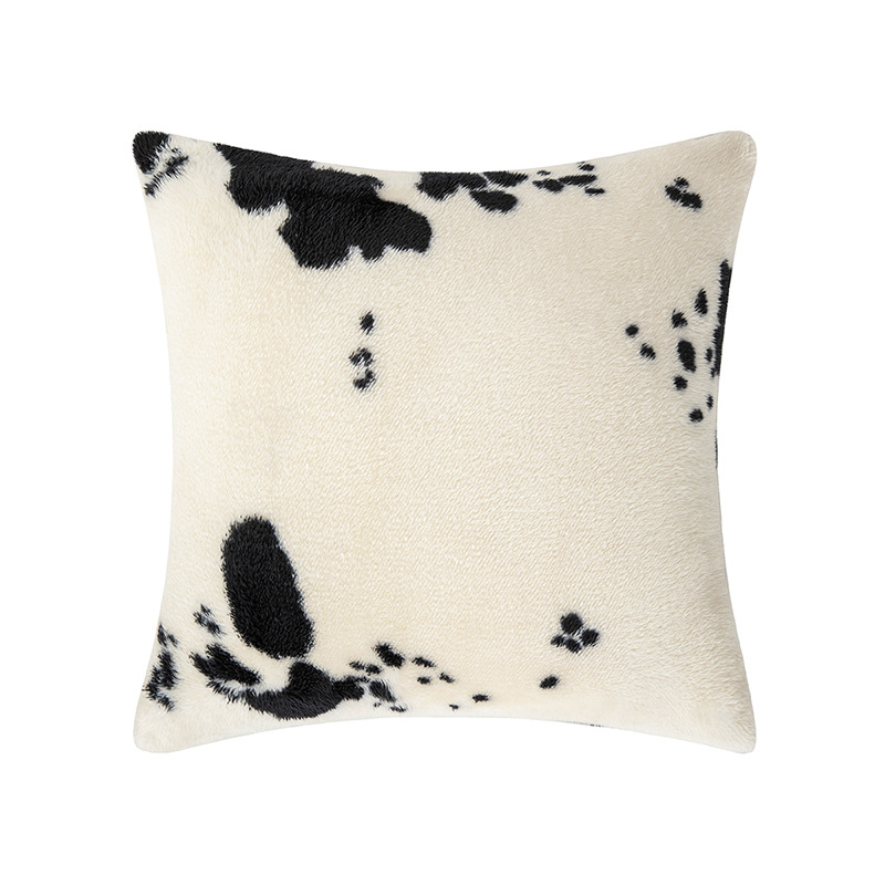 INS Style Plush Cow Print Pillow Cover