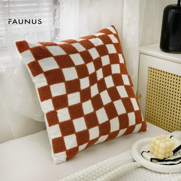 Chessboard Polka Dot Caramel Green Fashion Embroidered Pillow - Add Style and Comfort to Your Space