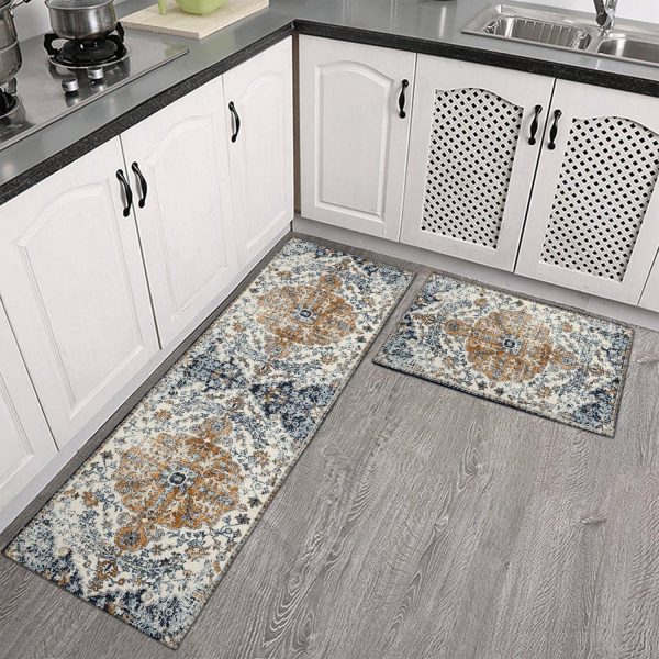 Blue Flowers Bohemia Kitchen Mats