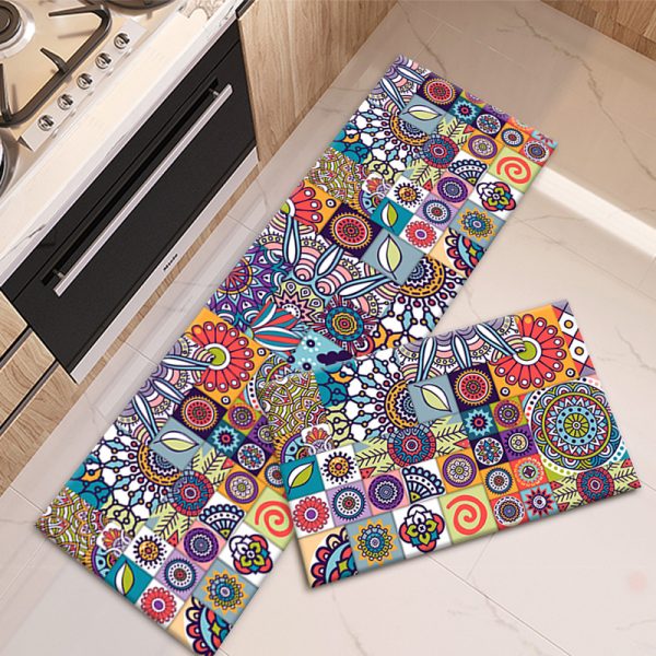 Boho Floral Kitchen Rugs Mat