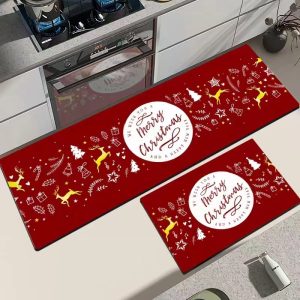 Christmas Kitchen Rug Mat Set