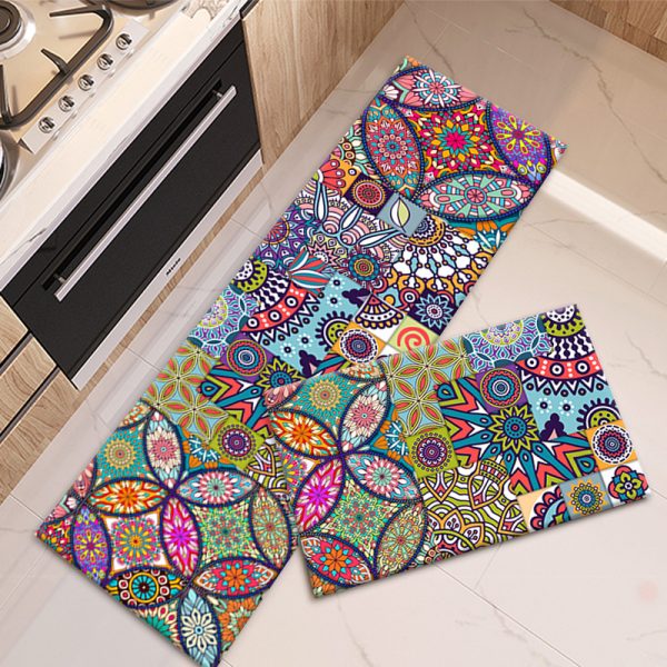 Boho Floral Kitchen Rugs Mat