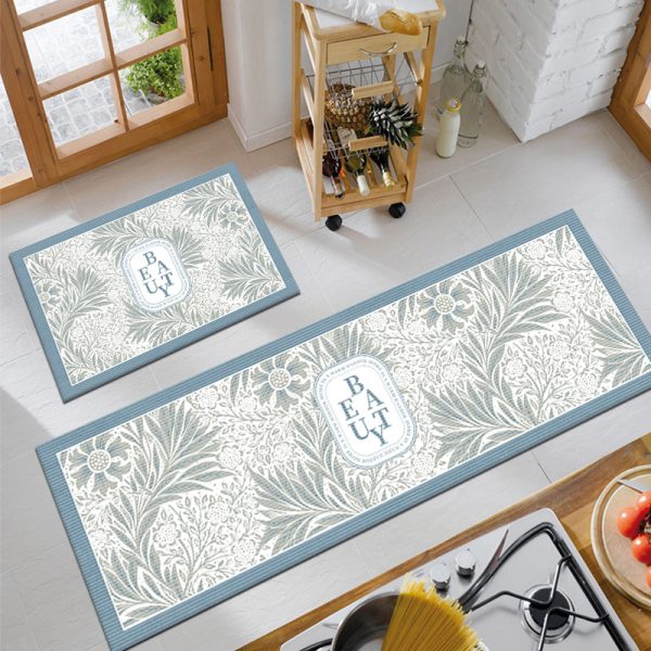 Green Floral Kitchen Rug Set