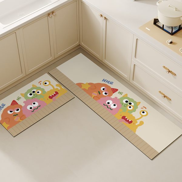 Monster Cartoon Kitchen Mat Set