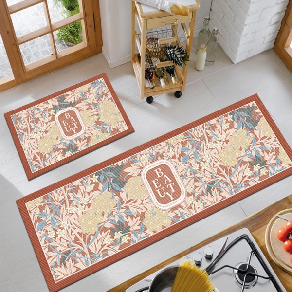 Green Floral Kitchen Rug Set