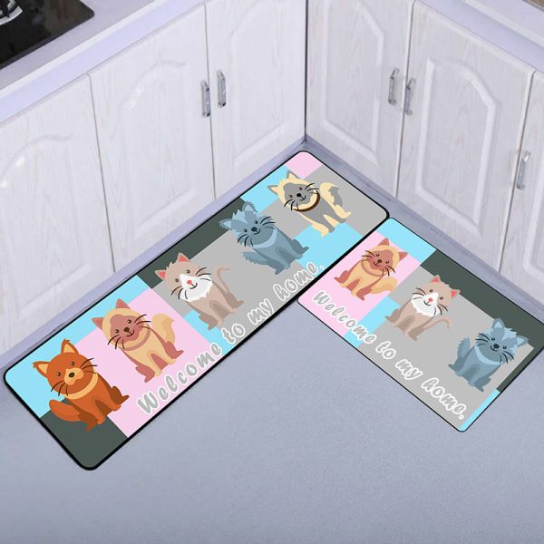 Cats Decorative Kitchen Rugs Set