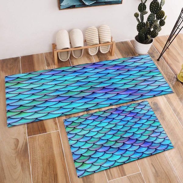 Fish Scale Kitchen Rug Set