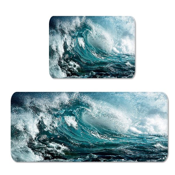 Ocean Wave Kitchen Rug and Mat