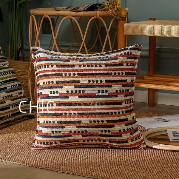 Nordic Striped Pillow Cover - Minimalist Snowy Texture