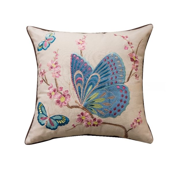 Embroidered Pillow Cover - Rustic Charm Style