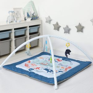 Baby Crawling Mat with Rod Square Puzzle Multifunctional Rattle Game Mat