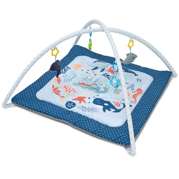 Baby Crawling Mat with Rod Square Puzzle Multifunctional Rattle Game Mat