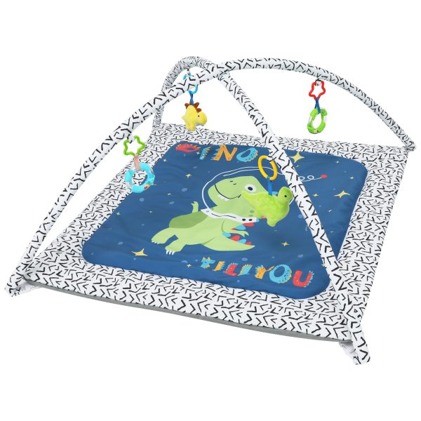 Baby Crawling Mat with Rod Square Puzzle Multifunctional Rattle Game Mat