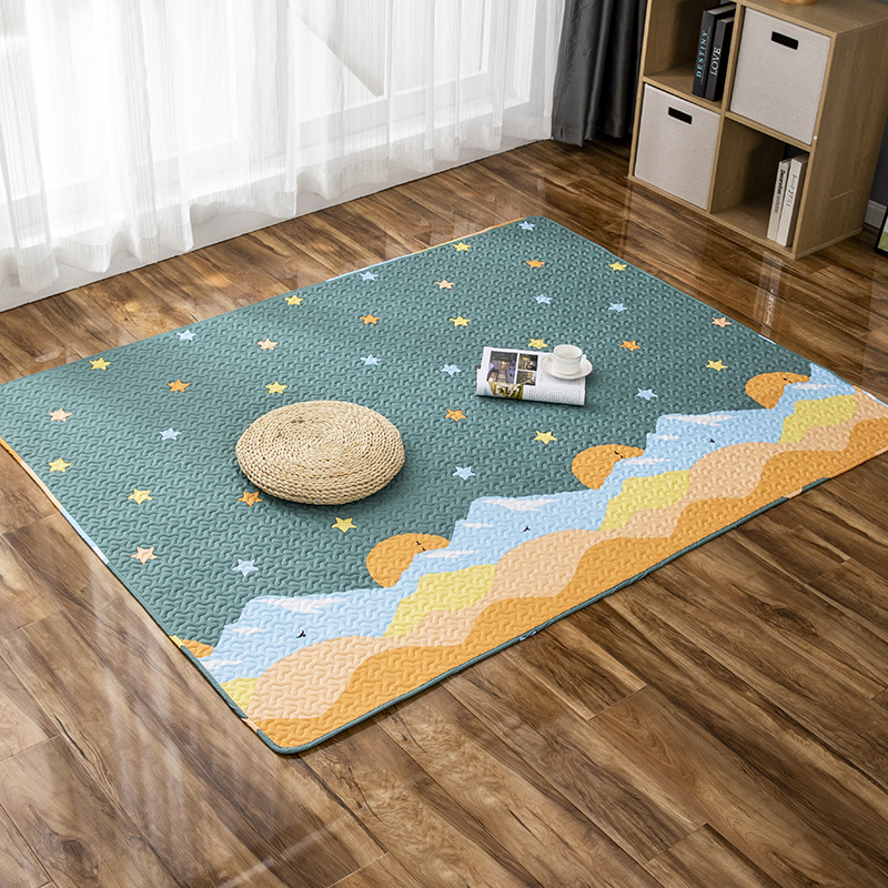 Cartoon cotton skin-friendly foldable machine washable baby crawling mat