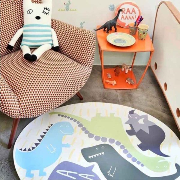 Dinosaur shape round baby crawling mat