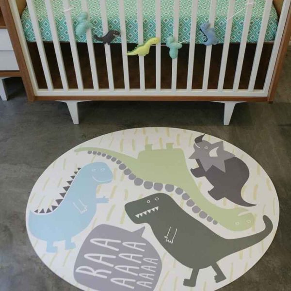 Dinosaur shape round baby crawling mat