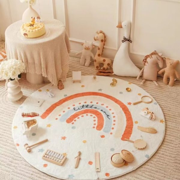 Cute kid's round rugs are skin-friendly and non-slip with good workmanship