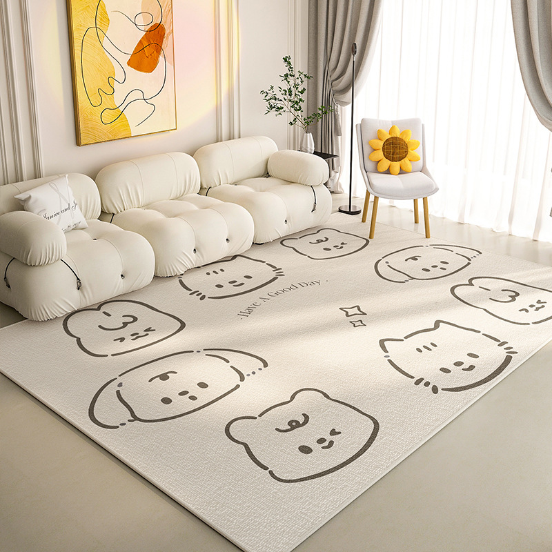 Cartoon line small animal kid's rug with short pile and comfortable