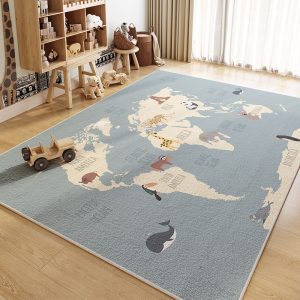 World map pattern non-slip absorbent children's rug