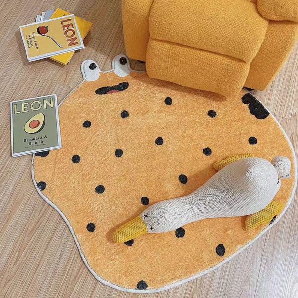 Yellow Green Cute Alien Little Monster Irregular Imitation Cashmere kids Rug