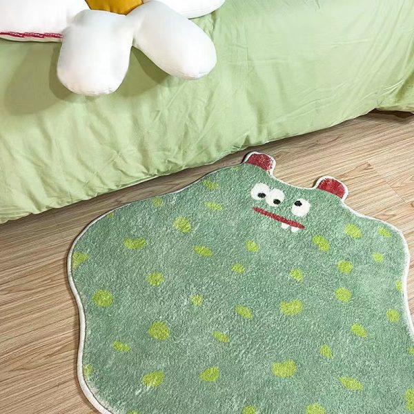 Yellow Green Cute Alien Little Monster Irregular Imitation Cashmere kids Rug